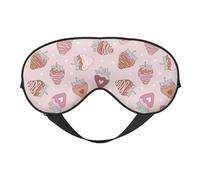 Mosytuky Strawberry Cake Print Sleep Eye Mask Blindfold with Elastic Strap Headband, Soft Eye Cover Eyeshade for Night Sleeping, Travel