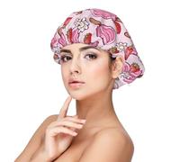 Mosytuky Strawberry Popsicle Print Silky Satin Bonnet For Sleeping,Hair Bonnet For Women And Men,Adjustable Sleep Bonnet For Curly Hair