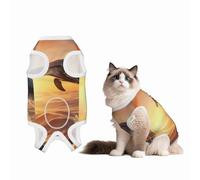 Mosytuky Sunset Dancing Dolphin Print Dog Surgery Recovery Suit After Spay, Highly-Stretchy Dog Onesie,Dog Onesie Protect Surgical Wound-Small