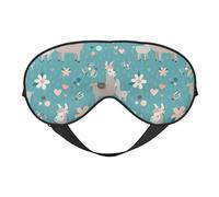 Mosytuky Teal Mama Llama Print Sleep Eye Mask Blindfold with Elastic Strap Headband, Soft Eye Cover Eyeshade for Night Sleeping, Travel