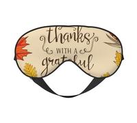 Mosytuky Thanksgiving with A Grateful Heart Print Sleep Eye Mask Blindfold with Elastic Strap Headband, Soft Eye Cover Eyeshade for Night Sleeping, Travel