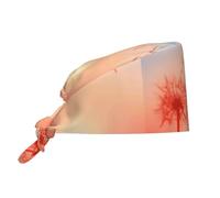 Mosytuky The Sunset of Dandelion Print Scrub Cap Working Caps with Upgrade Sweatband Adjustable Hats Head Cover for Women/Men Black, Black, One Size