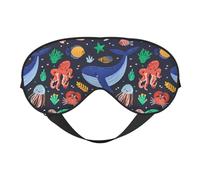 Mosytuky The Underwater World Print Sleep Eye Mask Blindfold with Elastic Strap Headband, Soft Eye Cover Eyeshade for Night Sleeping, Travel