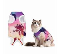 Mosytuky Tropical Palm Tree at Sunset Print Dog Surgery Recovery Suit After Spay, Highly-Stretchy Dog Onesie,Dog Onesie Protect Surgical Wound-Large