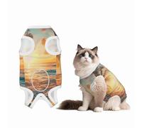Mosytuky Tropical Sunset Beach Scene Print Dog Surgery Recovery Suit After Spay, Highly-Stretchy Dog Onesie,Dog Onesie Protect Surgical Wound-Large