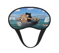 Mosytuky Two Brave Cats are Floating On The Sea Iceberg Print Sleep Mask for Back and Side Sleeper for Sleeping,Zero Eye Pressure Night Blindfold Ultralight Travel Nap Eye Cover