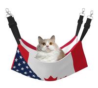 Mosytuky USA Canada Flag Print Pet Hammock for Cage Reversible Cat Hanging Hammock Bed for Kitten Puppy Cats Small Dogs Rabbits Small Animals