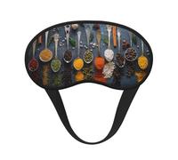 Mosytuky Various Herbs and Spices in Spoons Print Sleep Mask for Back and Side Sleeper for Sleeping,Zero Eye Pressure Night Blindfold Ultralight Travel Nap Eye Cover