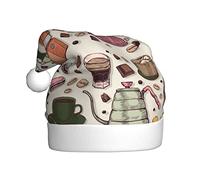 Mosytuky Vintage Coffee Santa Hat- Christmas Thicken Comfort Velvet Hat For Kid Adult Children Men Women For Christmas New Year Festive Holiday Party