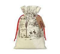 Mosytuky Wild West Desert With Cowboys Print Christmas Burlap Gift Bags With Drawstring Christmas Gift Bags Claus Sack Holiday Bags For Candy Treat Goodie Wrapping Xmas Party Supplies-Medium