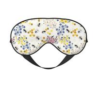Mosytuky Wildflower Honeybee Print Sleep Eye Mask Blindfold with Elastic Strap Headband, Soft Eye Cover Eyeshade for Night Sleeping, Travel