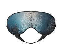 Mosytuky Winter Rabbit Print Sleep Eye Mask Blindfold with Elastic Strap Headband, Soft Eye Cover Eyeshade for Night Sleeping, Travel
