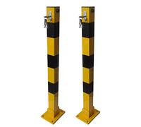 Motacare® 2 x Heavy Duty Steel Folding Post Bollards Security Safety Parking Driveway Vehicle - With 3 Keys, 4 Bolts (2)