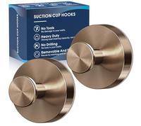 MOTAIPEAK 2pc Champagne Bronze Luxe Grip Shower Hooks, Stainless Steel, 11lbs Max Weight, No Drill, Suction Cup, Wall Mount, Bathroom, Kitchen, Towel, Robe