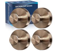 MOTAIPEAK Suction Cup Hooks for Shower,4Pcs Shower Towel Suction Hooks,No Drill Towel Hooks for Bathroom Wall,Kitchen,Glass,Mirror,Tile to Hang Towels,Robes,Loofah-Champagne Bronze