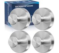 MOTAIPEAK Suction Cup Hooks for Shower,Removable Shower Towel Suction Hooks for Bathroom Wall,Kitchen,Glass,Mirror,Tile to Hang Robes,Loofah-Silver(4-Pack)