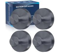 MOTAIPEAK Suction Cup Hooks for Shower,Removable Shower Towel Suction Hooks for Bathroom Wall,Kitchen,Glass,Mirror,Tile to Hang Robes,Loofah-Grey(4-Pack)