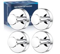 MOTAIPEAK Suction Cup Hooks for Shower,Removable Shower Towel Suction Hooks for Bathroom Wall,Kitchen,Glass,Mirror,Tile to Hang Robes,Loofah-Chrome(4-Pack)
