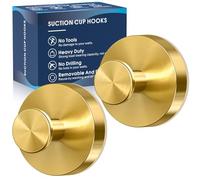MOTAIPEAK Suction Cup Hooks for Shower,Removable Shower Towel Suction Hooks for Bathroom Wall,Kitchen,Glass,Mirror,Tile to Hang Robes,Loofah-Gold(2-Pack)