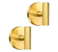 MOTAIPEAK Suction Cup Hooks for Shower, Shower Hooks for Inside Shower, No Drill Towel Hooks for Bathroom, Removable Suction Hooks for Glass, Mirror, Tile, Waterproof, Rustproof - Gold (2 Pack)