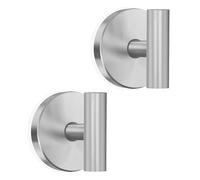 MOTAIPEAK Suction Cup Hooks for Shower, Shower Hooks for Inside Shower, No Drill Towel Hooks for Bathroom, Removable Suction Hooks for Glass, Mirror, Tile, Waterproof, Rustproof - Silver (2 Pack)