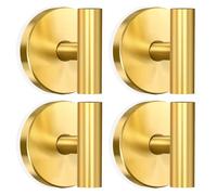 MOTAIPEAK Suction Cup Hooks for Shower, Shower Hooks for Inside Shower, No Drill Towel Hooks for Bathroom, Removable Suction Hooks for Glass, Mirror, Tile, Waterproof, Rustproof - Gold (4 Pack)