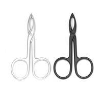 Motanar 2 Pieces Tweezers Scissor Handle Straight Tip Scissor Shaped Eyebrows Tweezers for Hair Plucker Remover Facial Hair Eyebrows Care (Silver and Black)