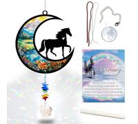 MOTAVYN Horse Suncatcher, Personalized Pet Loss Gift with Name & Date, Heart-Shaped Crystal Sun Catcher, Horse Remembrance Sympathy Rainbow Maker for Window & Garden