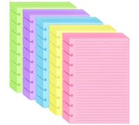 MotBach 100 Sheets Junior Size Discbound Lined Refill Paper, A5 Loose Leaf Paper 5 Colors 8-Disc Refillable Pre-punched College Ruled Notebooks Planner Inserts, 120gsm Thicken Paper, 5.8'' x 8.2''