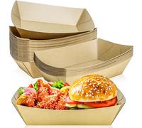MotBach 30 Pack 5LB Extra Large Paper Food Trays,Disposable Grease Resistant Paper Food Boat Heavy Duty Paper Food Serving Tray for BBQ Parties Picnics Tacos Nachos Fries Hamburger Hot Dogs Popcorn