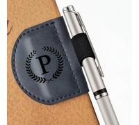 MOTEERLLU Bygone Mark Bookmark with Pen Holder, Initial Personalized Leather Magnetic Book Mark, Custom Bookmarks for Women & Men, Ideal Gift for Book Lovers, Readers