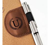 MOTEERLLU Bygone Mark Bookmark with Pen Holder, Initial Personalized Leather Magnetic Book Mark, Custom Bookmarks for Women & Men, Ideal Gift for Book Lovers, Readers