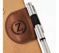 MOTEERLLU Bygone Mark Bookmark with Pen Holder, Initial Personalized Leather Magnetic Book Mark, Custom Bookmarks for Women & Men, Ideal Gift for Book Lovers, Readers