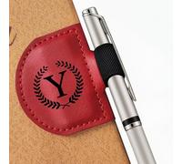 MOTEERLLU Bygone Mark Bookmark with Pen Holder, Initial Personalized Leather Magnetic Book Mark, Custom Bookmarks for Women & Men, Ideal Gift for Book Lovers, Readers