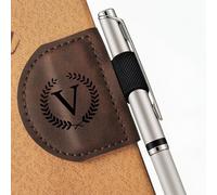 MOTEERLLU Bygone Mark Bookmark with Pen Holder, Initial Personalized Leather Magnetic Book Mark, Custom Bookmarks for Women & Men, Ideal Gift for Book Lovers, Readers