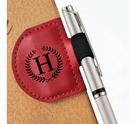 MOTEERLLU Bygone Mark Bookmark with Pen Holder, Initial Personalized Leather Magnetic Book Mark, Custom Bookmarks for Women & Men, Ideal Gift for Book Lovers, Readers