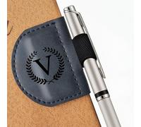 MOTEERLLU Bygone Mark Bookmark with Pen Holder, Initial Personalized Leather Magnetic Book Mark, Custom Bookmarks for Women & Men, Ideal Gift for Book Lovers, Readers