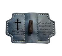 MOTEERLLU Bygone Mark Personalized Magnetic Leather Bookmark Pen Holder, Christian Gifts, Inspirational Bible Book Marks for Reading Women, Men, Teachers, Book Lover(Blue Philippians 4:13)