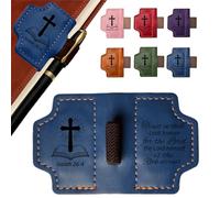 MOTEERLLU Bygone Mark Personalized Magnetic Leather Bookmark Pen Holder, Christian Gifts, Inspirational Bible Book Marks for Reading Women, Men, Teachers, Book Lover(Blue Isaiah 26:4)