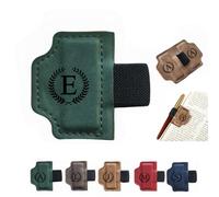 MOTEERLLU Custom Bygonemark Personalized Magnetic Leather Pen Holder Bookmark with Initial for Reading Women, Men, Teacher, Book Lovers Gifts & Accessories(Green,E)
