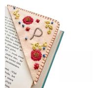 MOTEERLLU Personalized Hand Embroidered Corner Bookmark,Felt Triangle Page Stitched Handmade Bookmark,Unique Cute Flower Letter Embroidery Bookmarks Accessories for Book Lovers