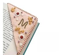 MOTEERLLU Personalized Hand Embroidered Corner Bookmark with A-Z Initial, Cute Book Markers for Reading Women, Book Lovers Gifts for Friends Mom & Teachers, 3.74"(Spring-m)