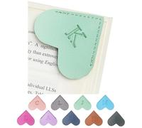 MOTEERLLU Personalized Leather Heart Bookmark with Initials, Handmade, Cute Custom Corner Book Marks for Reading Women, Teachers, Students, Book Lovers Gifts, Book Accessories (Green, K)