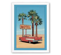 Motel in the Desert Retro Framed Wall Art Print A4 (29.7×21cm) White, Wall Decor for Living Room, Bedroom, Office & Home, Ready to Hang, Art Gift