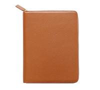 Moterm Zip Leather Case for A5 Notebooks - Fits Hobonichi Cousin, Stalogy and Midori MD Planner (Pebble Burnt Orange)