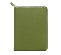 Moterm Zipper Leather Case for A5 Notebooks - Fits Hobonichi Cousin, Stalogy and Midori MD Planner (Pebble Olive Green)