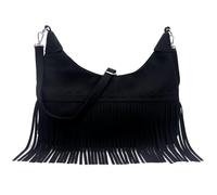Motesun Fringe Hobo Crossbody Bags for Women Cowgirl Western Crescent Purse Vegan Suede Hippie Shoulder Bag Bohemian Handbag, Black