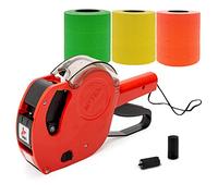 Motex Genuine MX-5500NEW 1 Line 8 Digits Price Tag Gun Kit - Includes 10,000 Blank Labels (White + Red + Yellow + Green) and 1 Pre-Loaded Inker with 1 Ink Refill