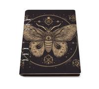 Moth A5 Loose Leaf Notebook, Premium PU Leather Refillable 6-Ring Binder Journal, Durable Cover Lined Paper Lay Flat Design for Writing Journaling and Organization