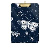 Moth and Butterfly Navy Clipboard Acrylic Writing Board Hanging Clipboards A4 Standard Size, 12.5 x 9 Inches Gold Clip, Gold12x9in